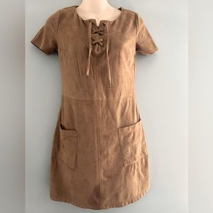 Ladies Womens Hollister suede brown mini dress xs